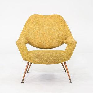 1950s Gastone Rinaldi for Rima DU 55 Lounge Chair Yellow Fabric w/ Mahogany Legs