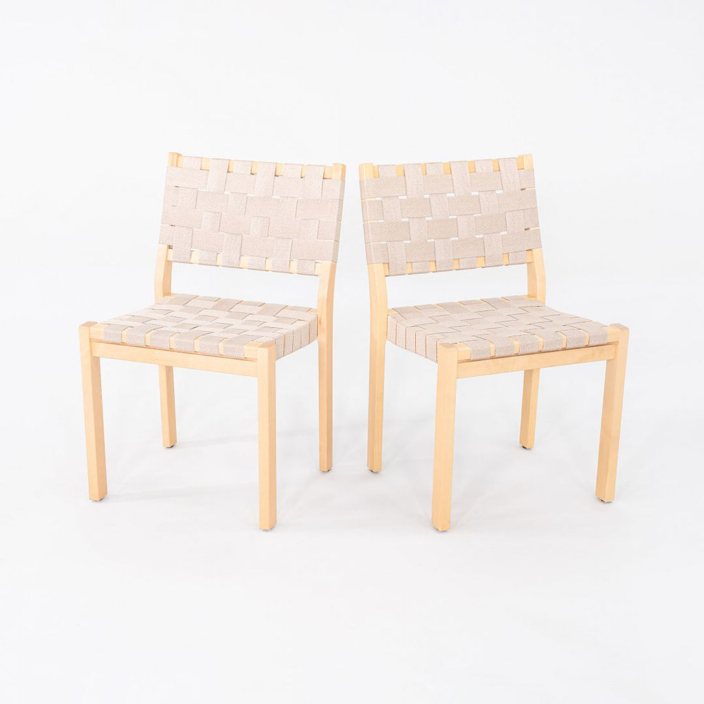 2010 Pair of Alvar & Aino Aalto for Artek 611 Stacking Dining Side Chairs Beige