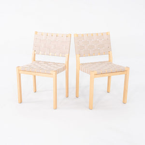 2010 Pair of Alvar & Aino Aalto for Artek 611 Stacking Dining Side Chairs Beige