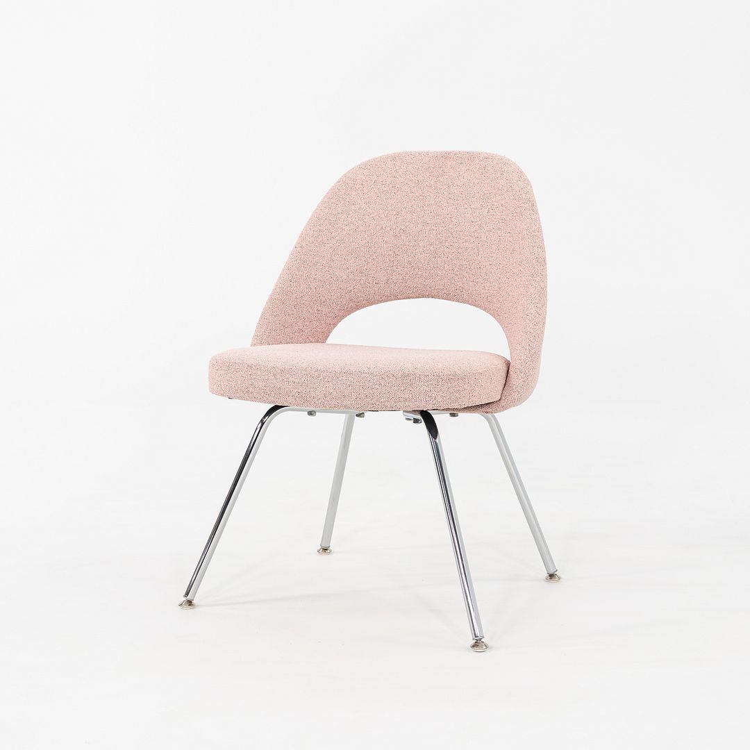 2010s Pair of Eero Saarinen for Knoll Armless Executive Dining Chair Pink Fabric