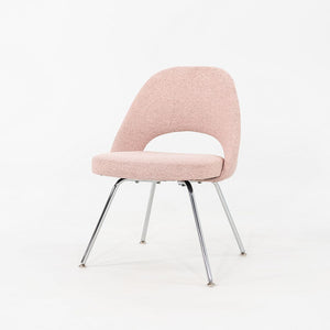 2010s Pair of Eero Saarinen for Knoll Armless Executive Dining Chair Pink Fabric