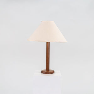 1970s Pair of Scandinavian Teak Table / Desk Lamps with White Fabric Shades