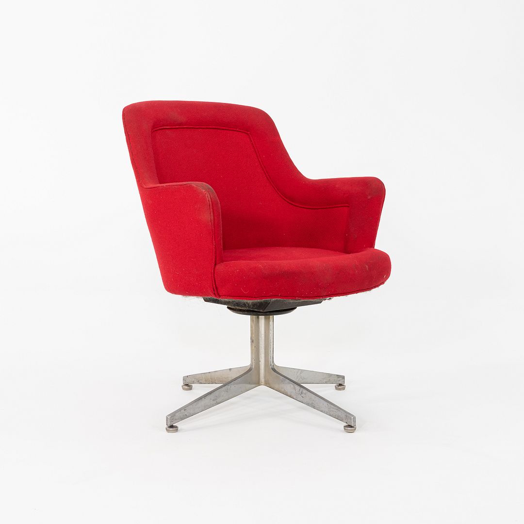 1960s Ward Bennett for Lehigh Furniture Arm Chair in Red Fabric and Aluminum