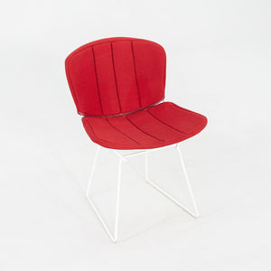 1980s Pair of Harry Bertoia for Knoll Dining / Side Chairs in White w/ Red Pads