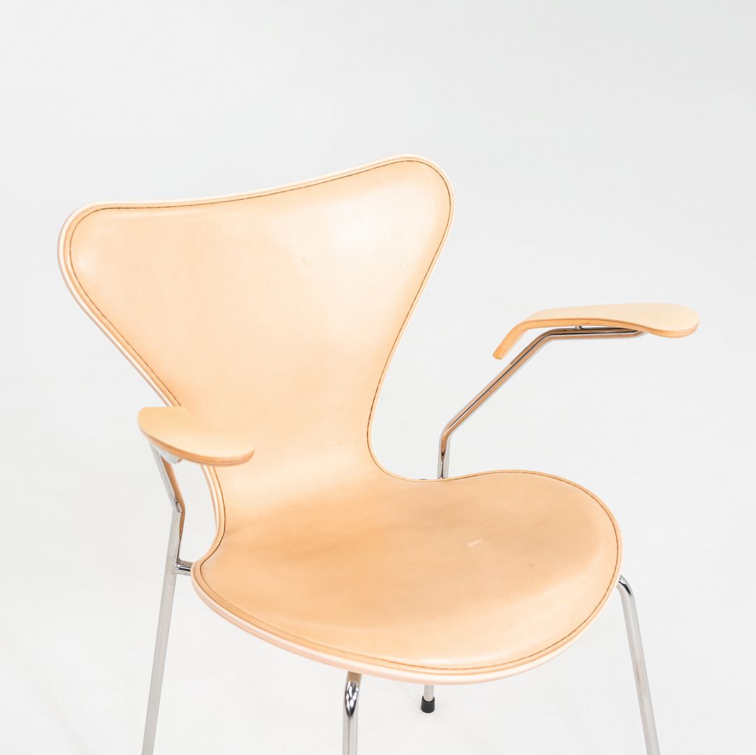 2012 Arne Jacobsen for Fritz Hansen Series 7 Dining Arm Chair Maple and Leather