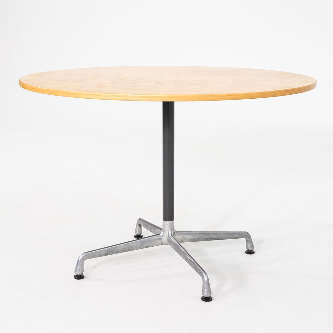 1999 Herman Miller Eames Aluminum Group Cafe / Dining Table with Wood Top 42"