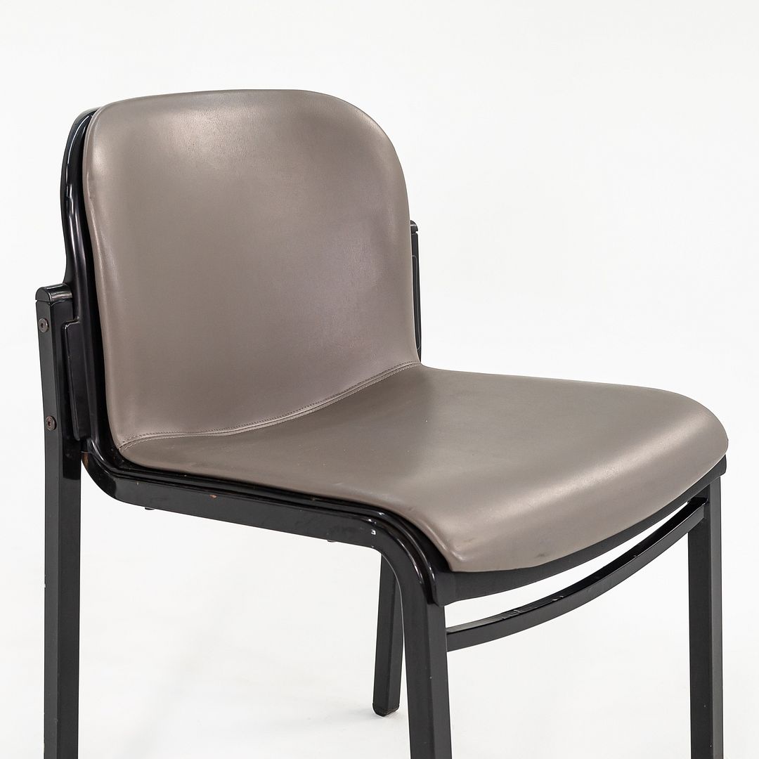 1980s Pair of Thonet Leather Side Chairs in Steel w/ Grey Naugahyde Upholstery
