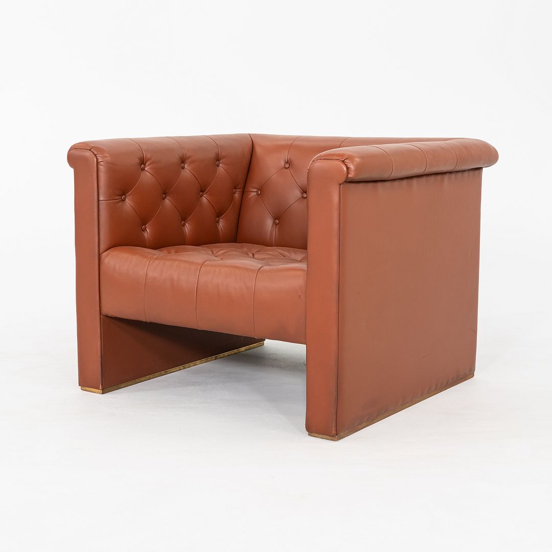 1974 Pair of Nicos Zographos CH.33 Club Lounge Chairs in Cognac Leather