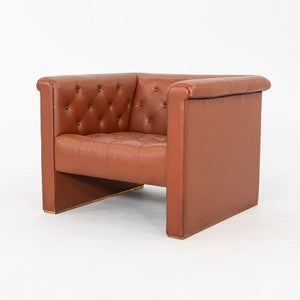 1974 Pair of Nicos Zographos CH.33 Club Lounge Chairs in Cognac Leather