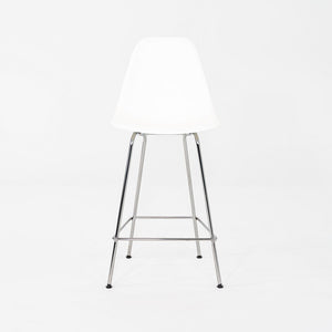 2024 Pair of Herman Miller Eames Plastic Counter Stools in White w/ Chrome Bases