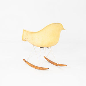 1953 Herman Miller Eames RAR Rocking Chair Yellow Fiberglass Shell & White Base