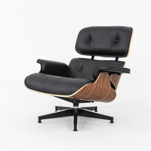 2024 Herman Miller Eames Lounge Chair and Ottoman in Black Leather and Santos Palisander