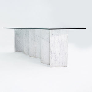 1992 Massimo and Lella Vignelli for Casigliani White Marble Dining Table 33"x91"