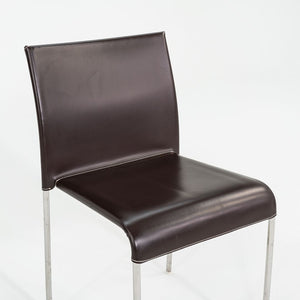 1980s Potocco Italy Italian Brown Leather Dining Chair with Steel 3x Available