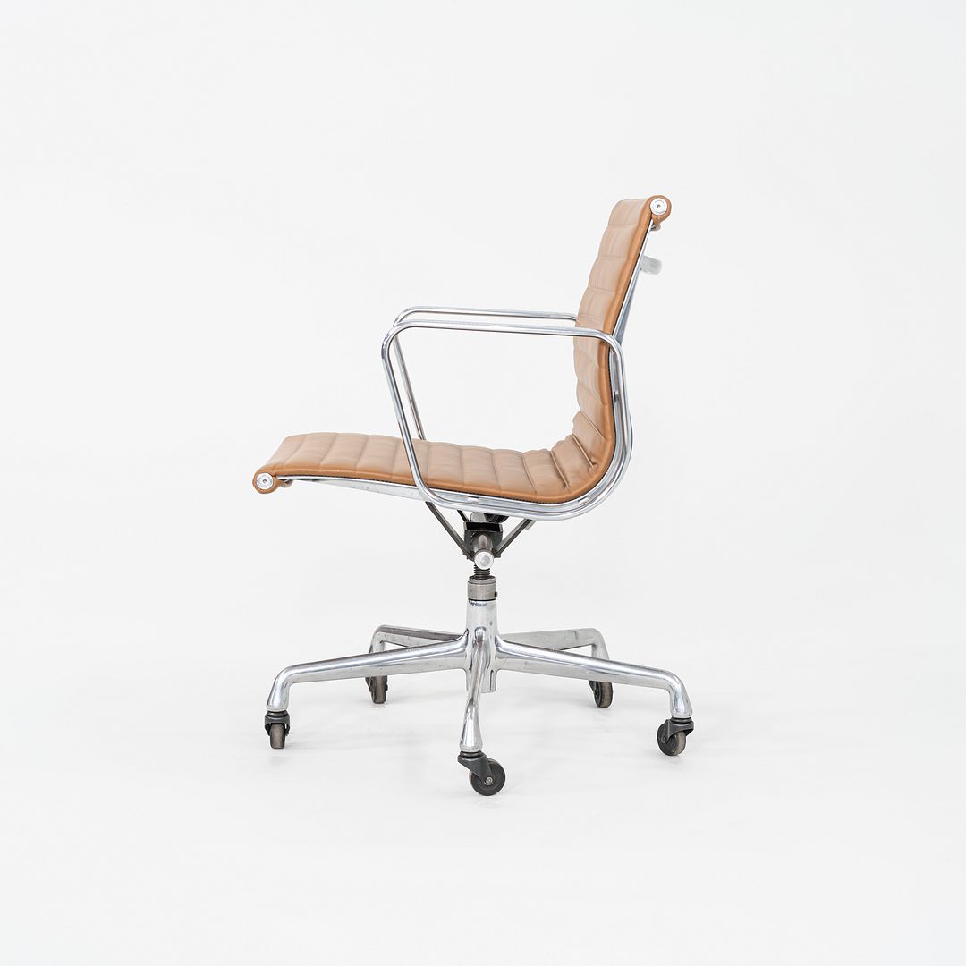 2010s Herman Miller Eames Aluminum Group Management Desk Chair Caramel Leather