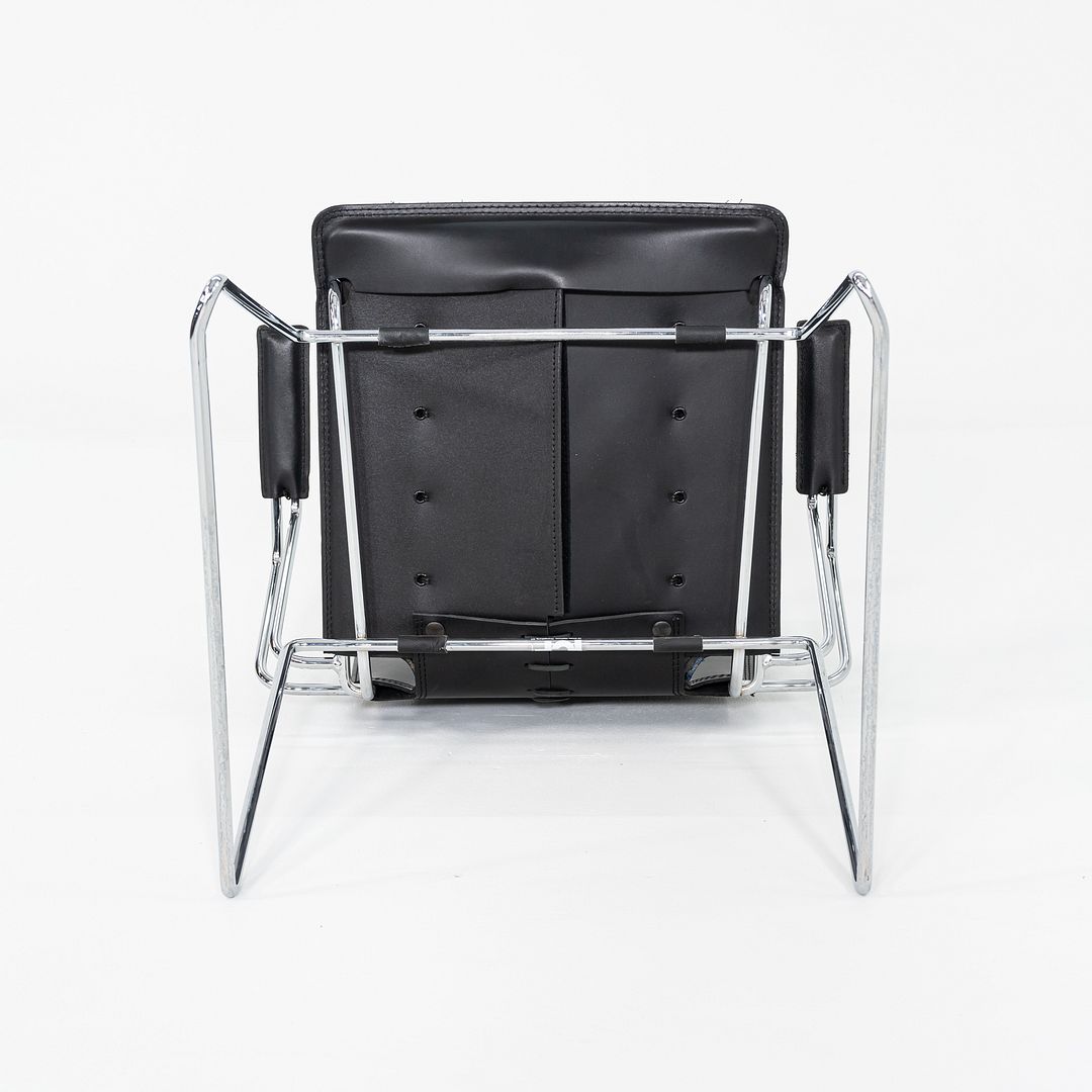 1980s Pair of Hiroyuki Toyoda for ICF Dining Arm Chairs in Black Leather & Steel