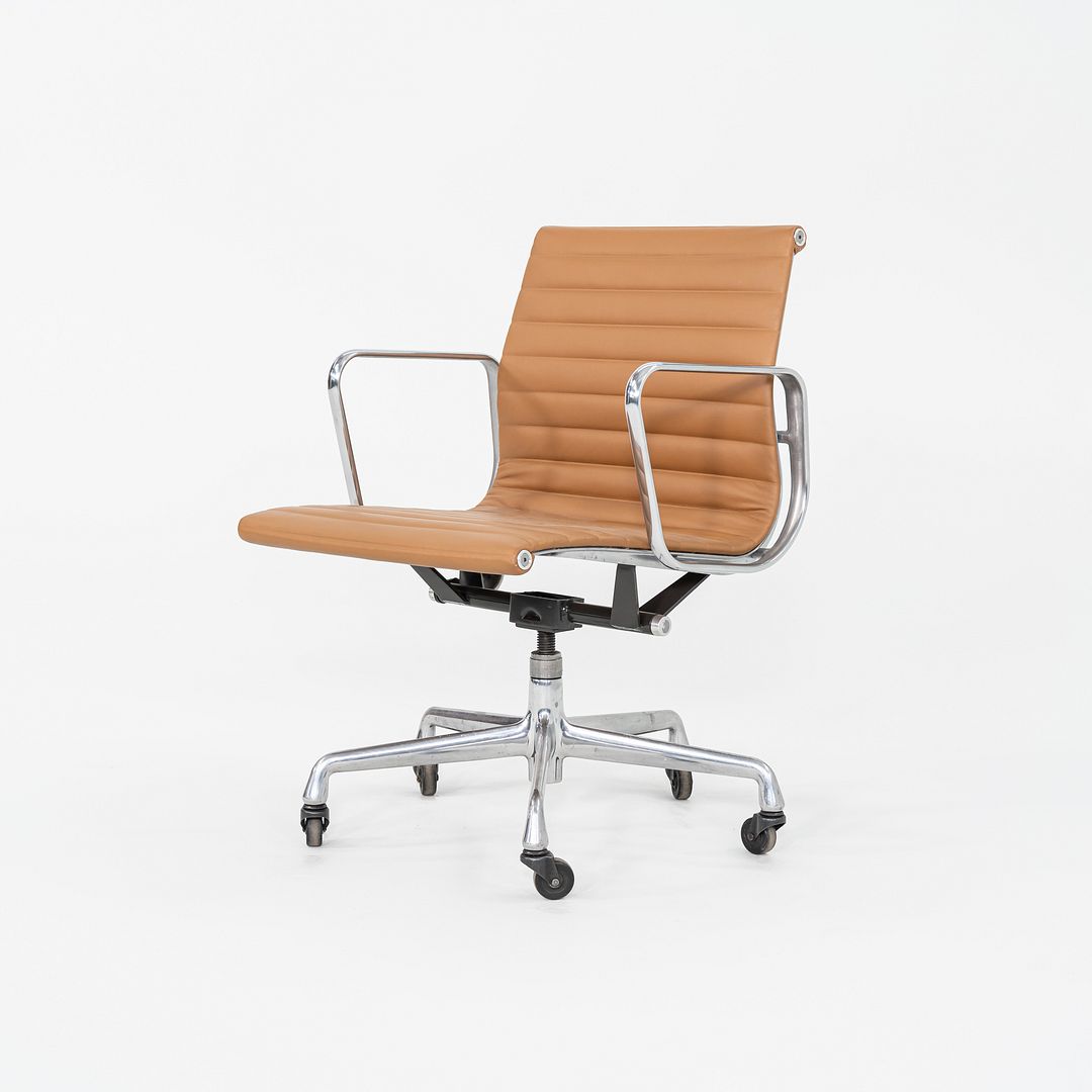 2010s Herman Miller Eames Aluminum Group Management Desk Chair Caramel Leather