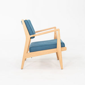 C. 2020 Pair of Jens Risom U-430 Lounge Chairs with Arms for DWR Oak w/ Fabric