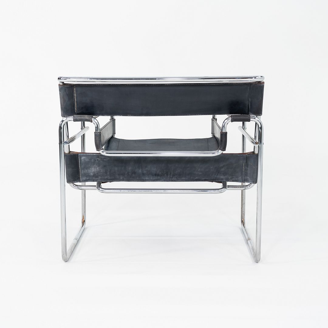 1970s Marcel Breuer for Knoll Wassily Lounge Chair in Black Leather 2x Available