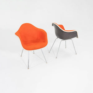 1980s Pair of Herman Miller Eames Fiberglass DAX Dining Arm Shell Chairs Orange
