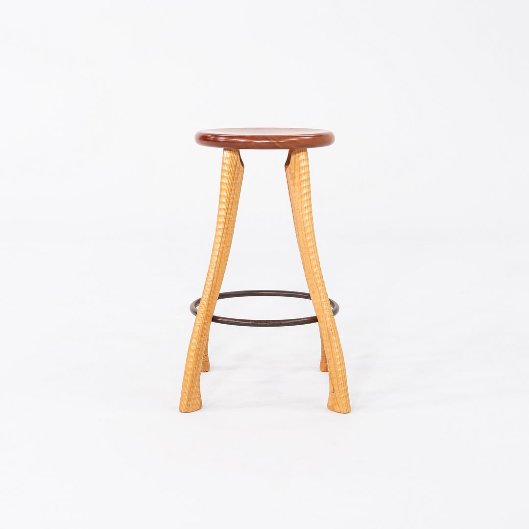 1990s Brad Smith Bradford Woodworking Studio Craft Ax Counter Stool Cherry & Ash