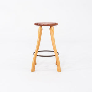 1990s Brad Smith Bradford Woodworking Studio Craft Ax Counter Stool Cherry & Ash