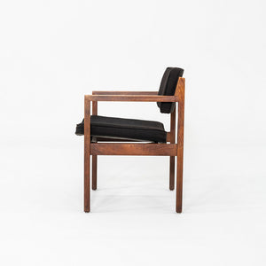 1970s Set of Eight Dining Arm Chairs Attributed to Jens Risom Walnut w/ Fabric