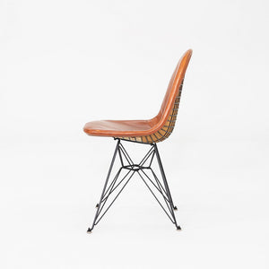 C. 1952 Herman Miller Eames DKR-1 Wire Dining Side Chair with Cognac Leather