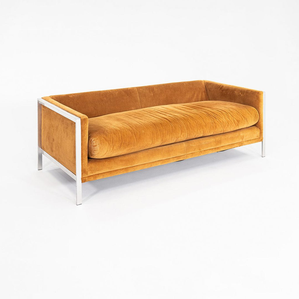 1972 Tomlinson Furniture Sofa w/ Chromed Steel Frame & Ochre Corduroy Upholstery