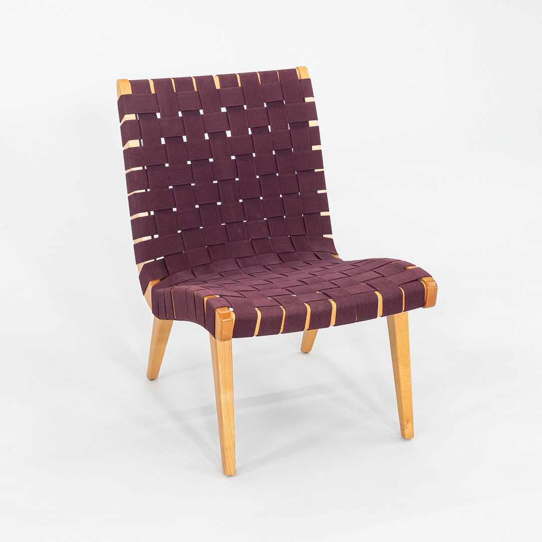 2000s Jens Risom For Knoll Armless Lounge Chair in Maple with Purple Webbing