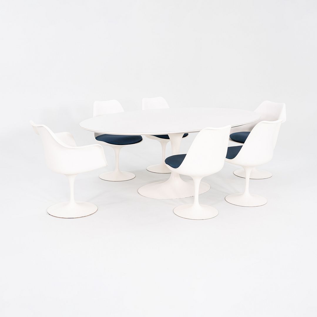 1960s Eero Saarinen for Knoll 78x48 inch Oval Tulip Dining Table in White Laminate