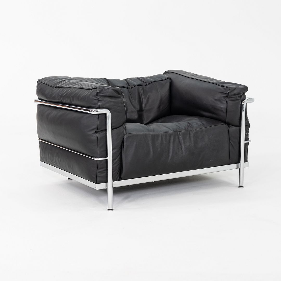 2010s Pair of Le Corbusier Jeanneret Perriand for Cassina LC3 Club Lounge Chair