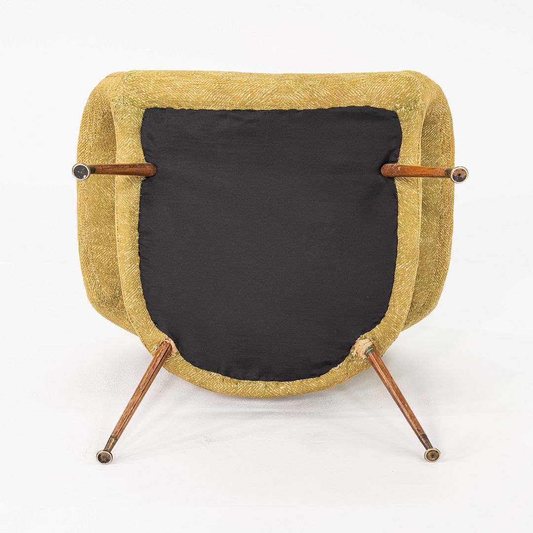 1950s Gastone Rinaldi for Rima DU 55 Lounge Chair Yellow Fabric w/ Mahogany Legs