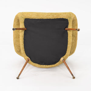 1950s Gastone Rinaldi for Rima DU 55 Lounge Chair Yellow Fabric w/ Mahogany Legs