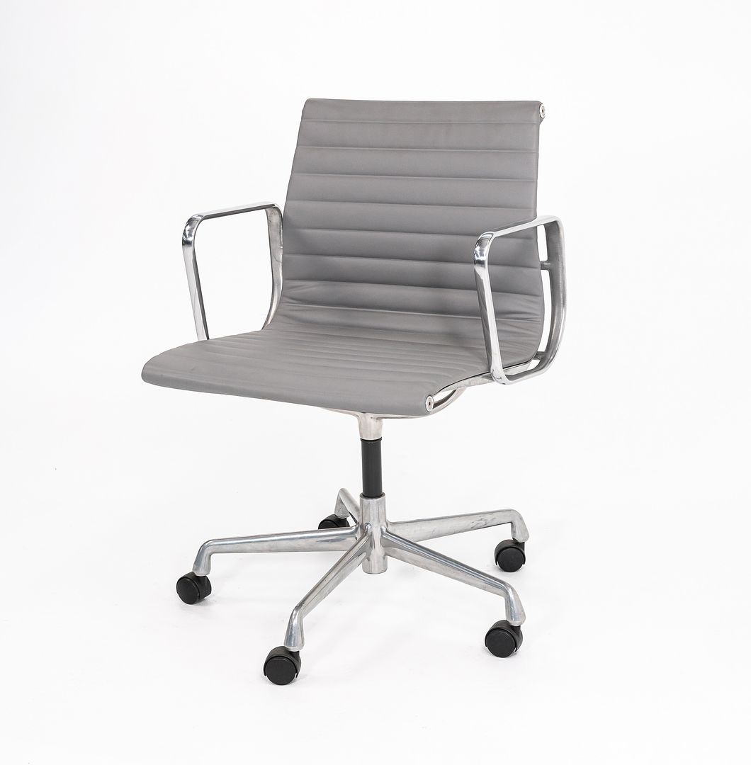 2010s Eames Aluminum Group Management Desk Chair by Ray and Charles Eames for Herman Miller in Grey Leather