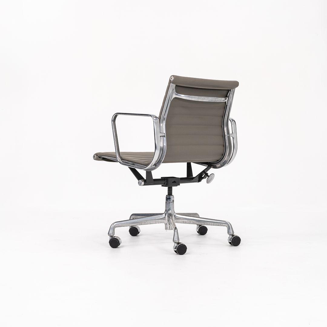 SOLD 2010s Herman Miller Eames Aluminum Group Management Desk Chair in Greige leather