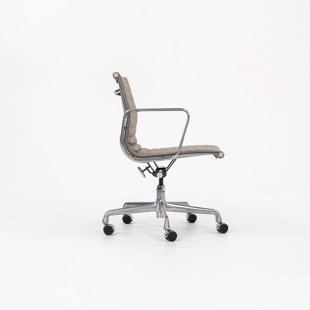 SOLD 2010s Herman Miller Eames Aluminum Group Management Desk Chair in Greige leather
