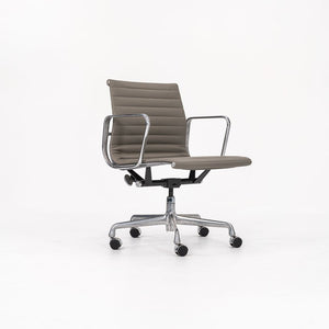 SOLD 2010s Herman Miller Eames Aluminum Group Management Desk Chair in Greige leather