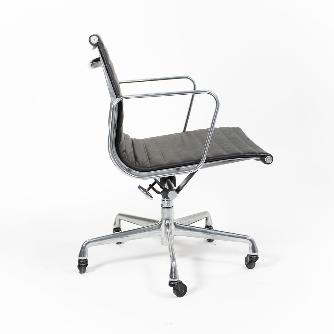 2010s Herman Miller Eames Aluminum Group Management Desk Chair Black Leather 6x Available