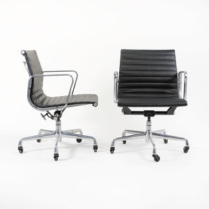 2010s Herman Miller Eames Aluminum Group Management Desk Chair Black Leather 6x Available