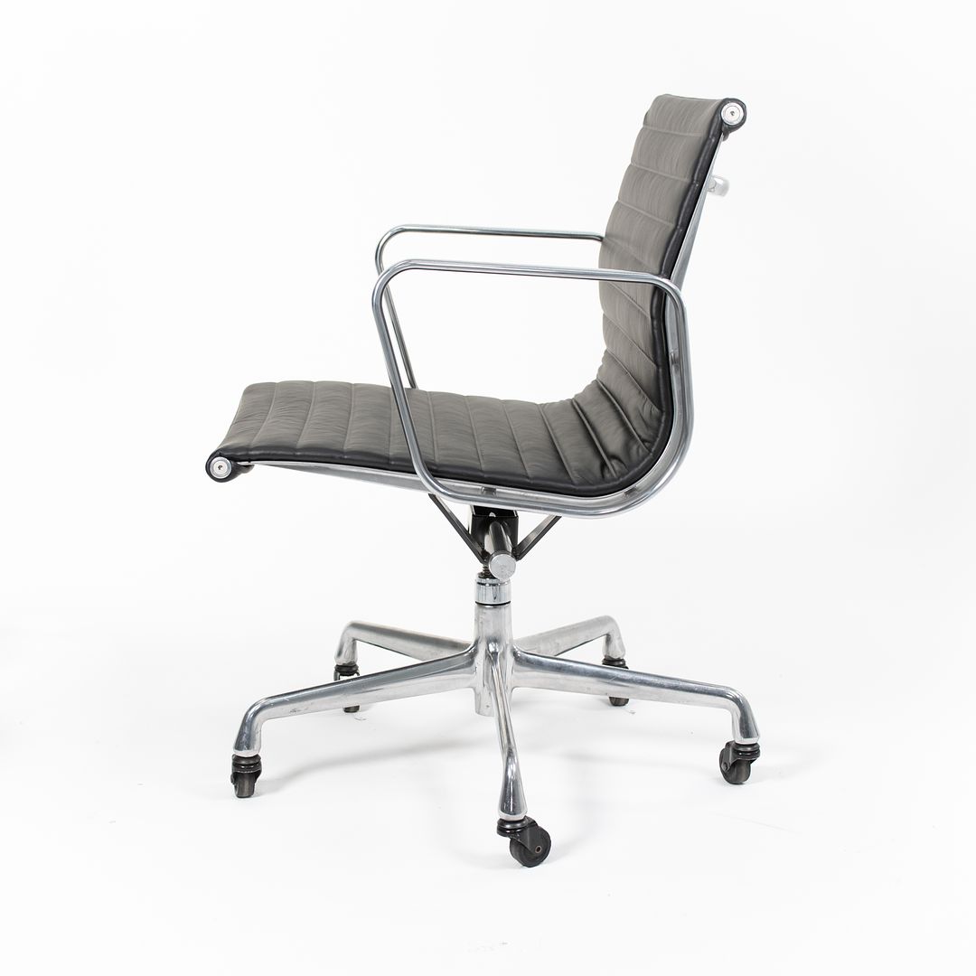 2010s Herman Miller Eames Aluminum Group Management Desk Chair Black Leather 6x Available