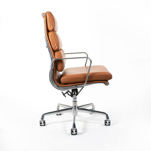 SOLD 2010s Eames Aluminum Group Soft Pad Executive Chair, Model EA420 by Charles and Ray Eames for Herman Miller in Cognac Leather