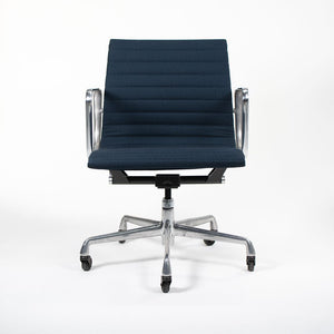 2010s Eames Aluminum Group Management Desk Chair by Ray and Charles Eames for Herman Miller in Blue Fabric