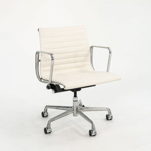 SOLD 2010s Aluminum Group Management Desk Chair by Charles and Ray Eames for Herman Miller in Creme Leather