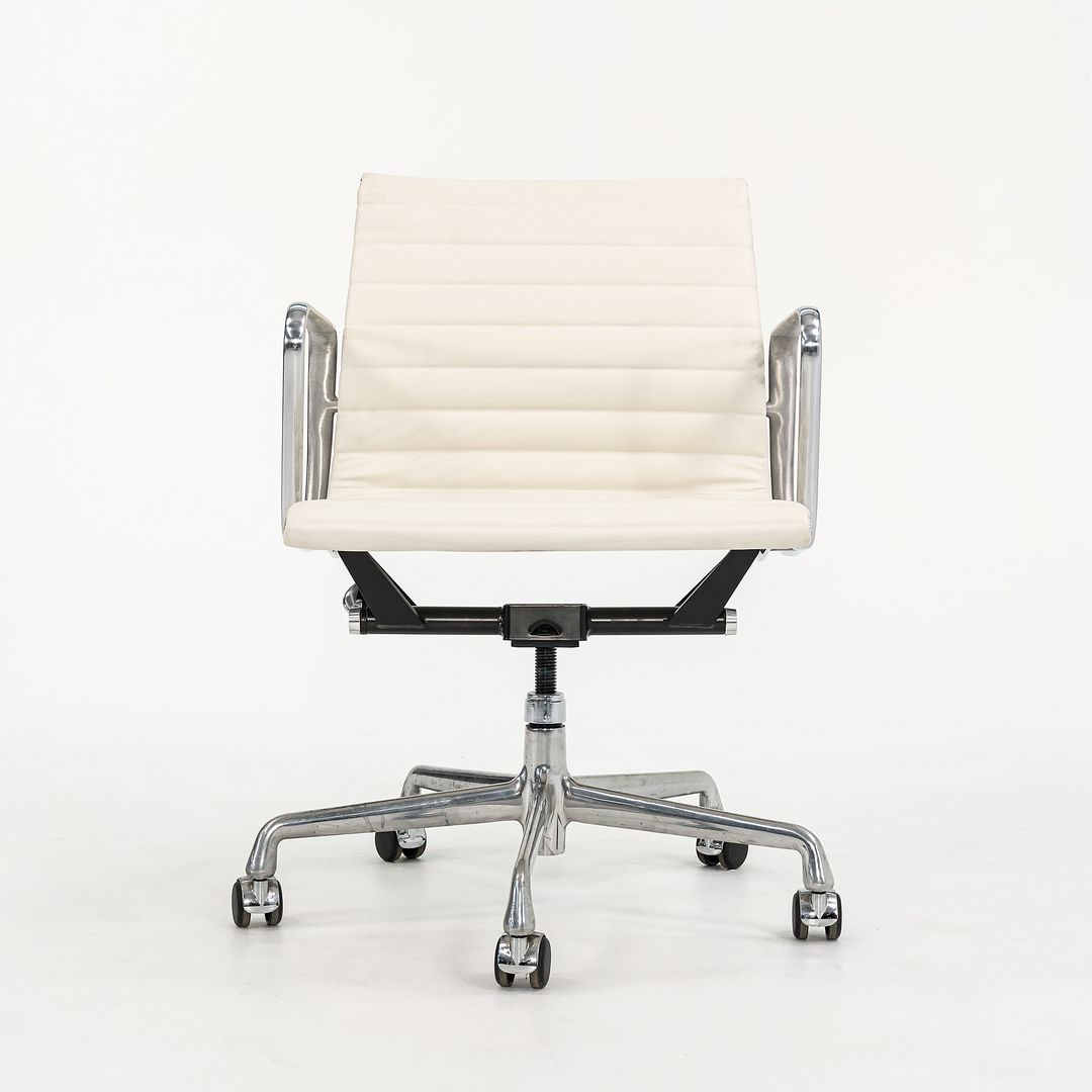 2010s Aluminum Group Management Desk Chair by Charles and Ray Eames for Herman Miller in Creme Leather