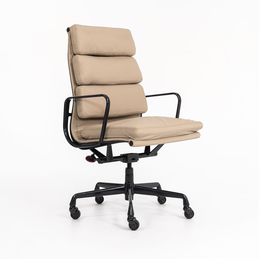 SOLD 1990s Soft Pad Executive Chair, Model EA219 by Ray and Charles Eames for Herman Miller in Tan Leather with Dark Frame