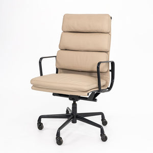 SOLD 1990s Soft Pad Executive Chair, Model EA219 by Ray and Charles Eames for Herman Miller in Tan Leather with Dark Frame