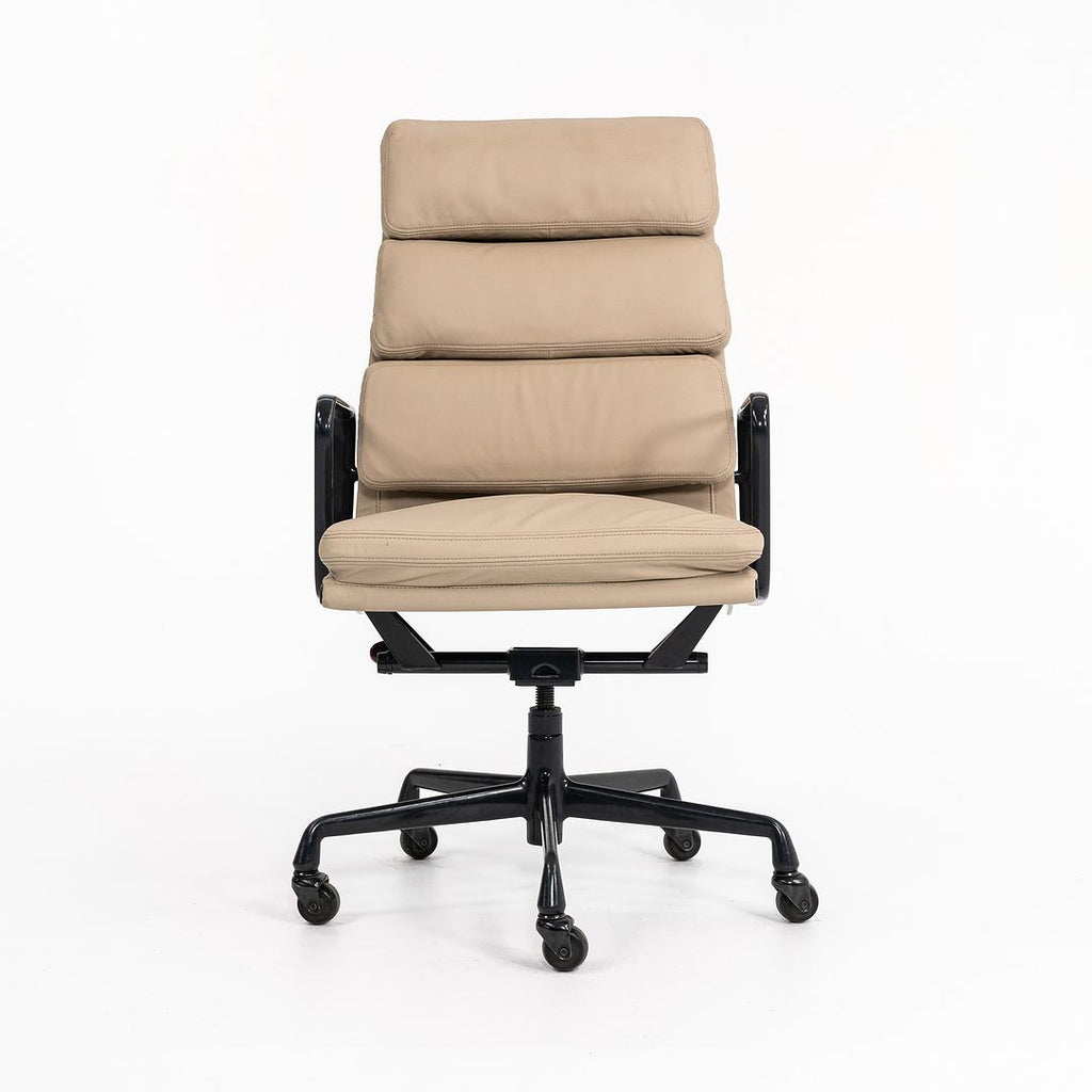 SOLD 1990s Soft Pad Executive Chair, Model EA219 by Ray and Charles Eames for Herman Miller in Tan Leather with Dark Frame