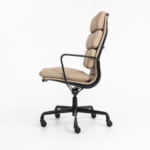 SOLD 1990s Soft Pad Executive Chair, Model EA219 by Ray and Charles Eames for Herman Miller in Tan Leather with Dark Frame