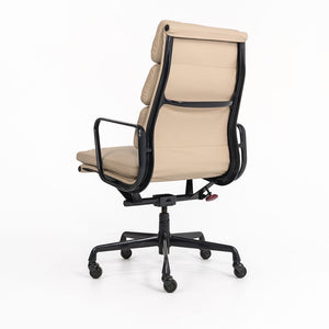 SOLD 1990s Soft Pad Executive Chair, Model EA219 by Ray and Charles Eames for Herman Miller in Tan Leather with Dark Frame